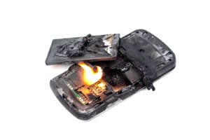 Burning phone battery